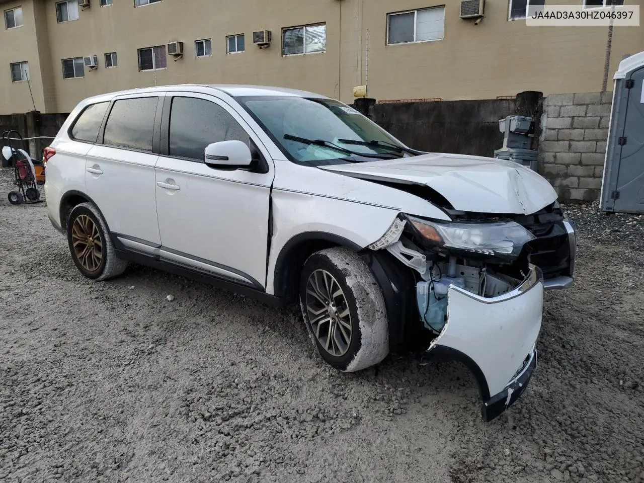 2017 Mitsubishi Outlander Se VIN: JA4AD3A30HZ046397 Lot: 74959584