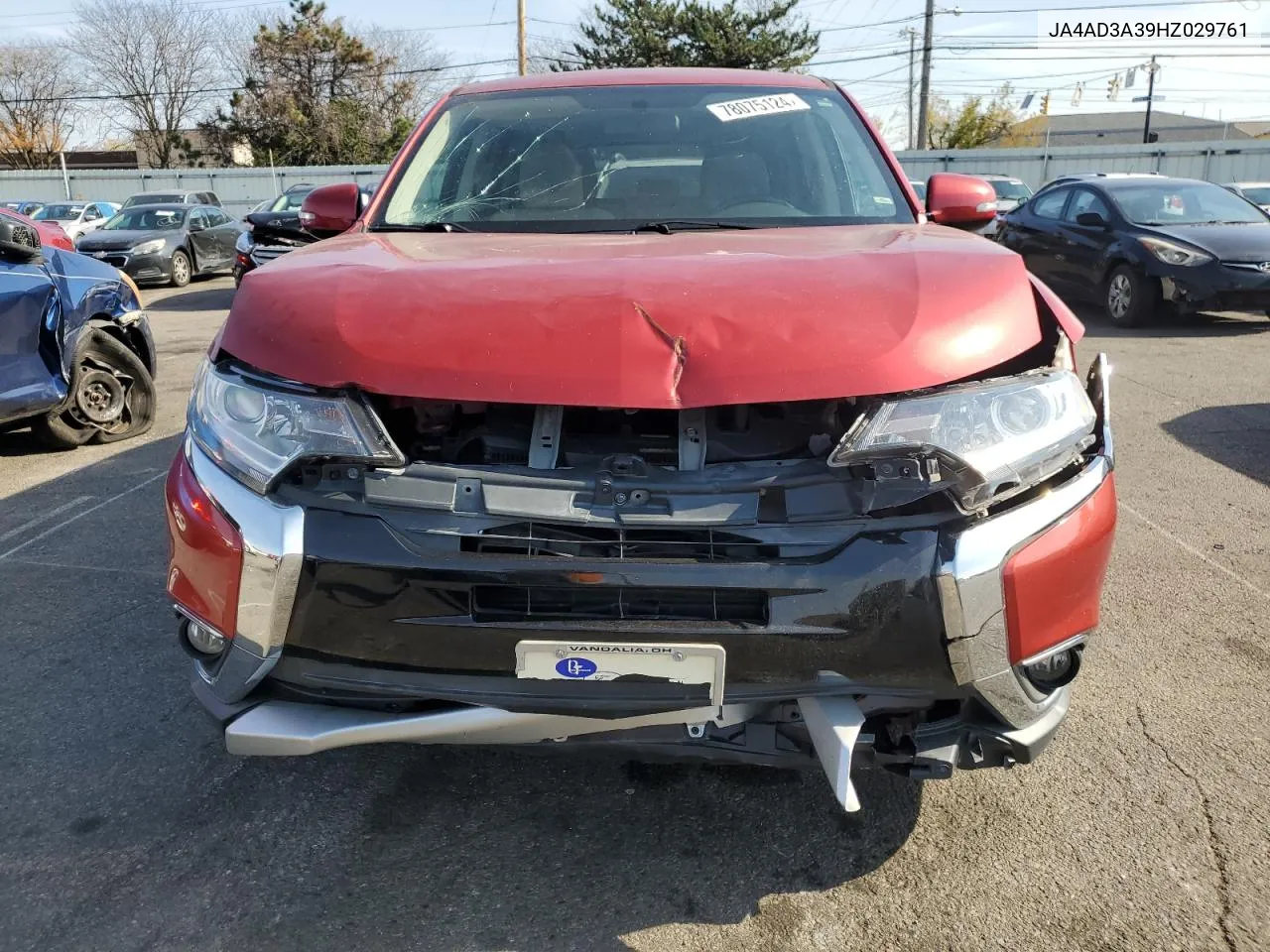 2017 Mitsubishi Outlander Se VIN: JA4AD3A39HZ029761 Lot: 78075124