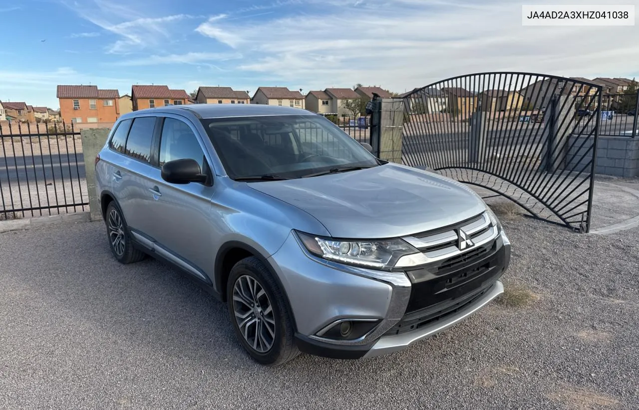 2017 Mitsubishi Outlander Es VIN: JA4AD2A3XHZ041038 Lot: 78314234