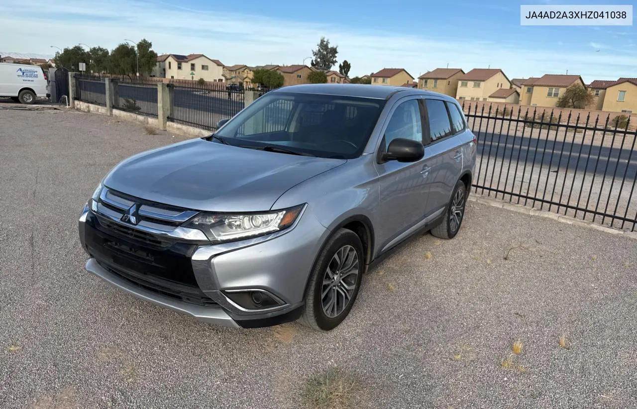 2017 Mitsubishi Outlander Es VIN: JA4AD2A3XHZ041038 Lot: 78314234