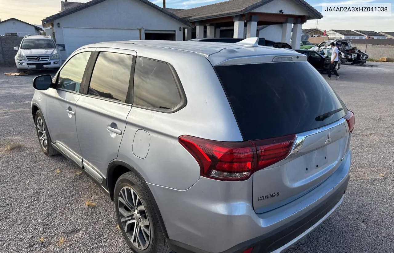 2017 Mitsubishi Outlander Es VIN: JA4AD2A3XHZ041038 Lot: 78314234