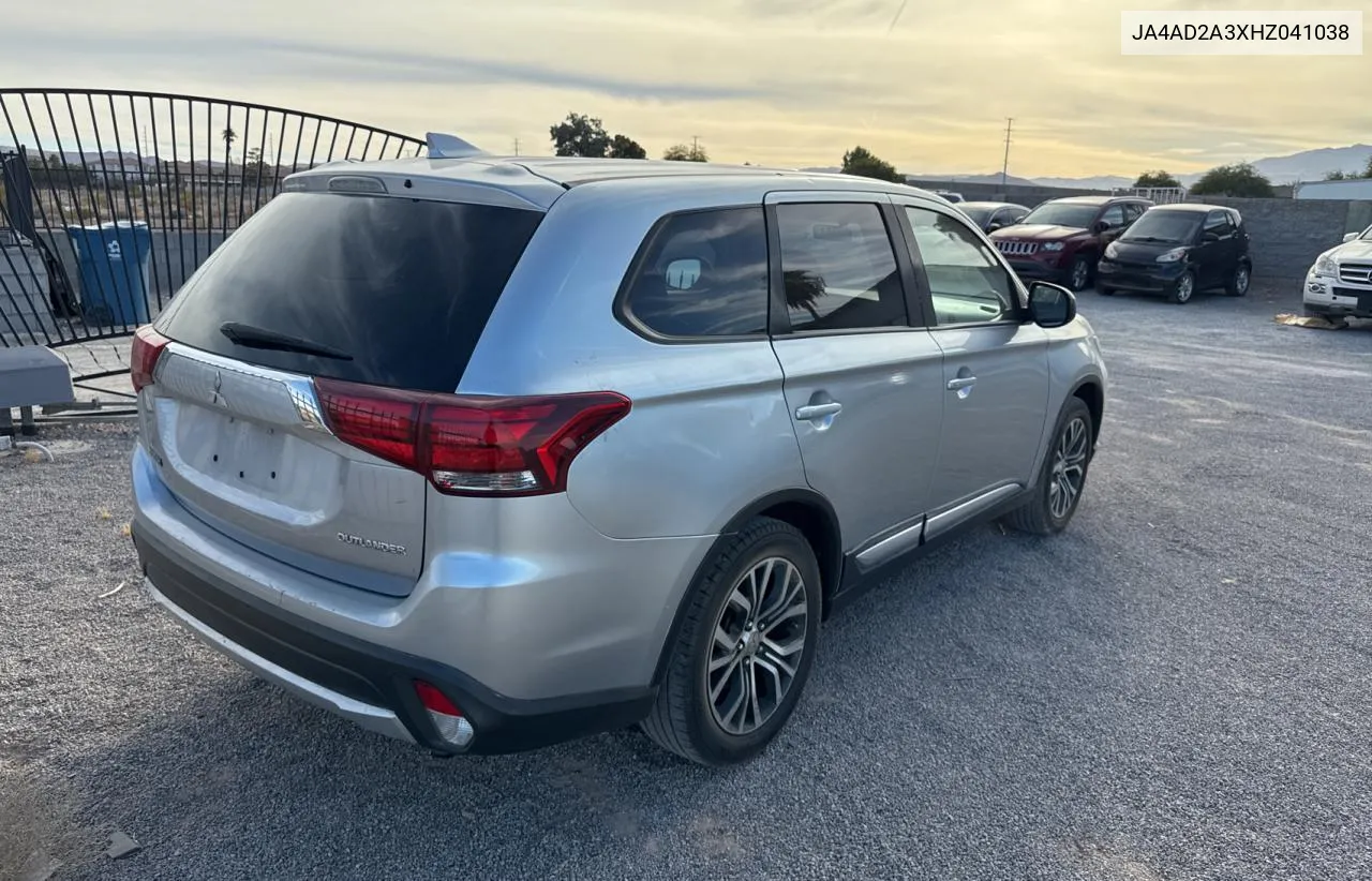 2017 Mitsubishi Outlander Es VIN: JA4AD2A3XHZ041038 Lot: 78314234