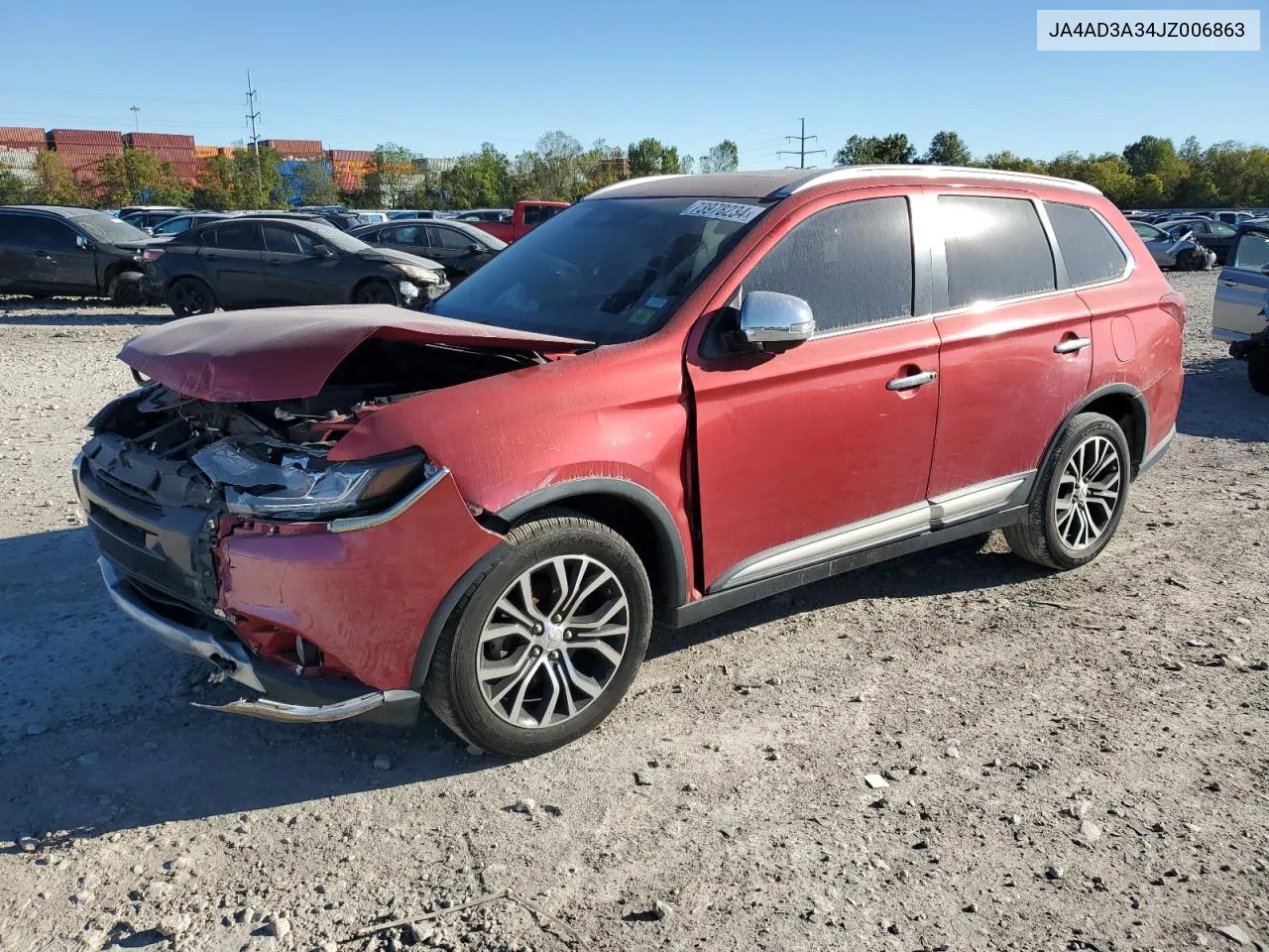 2018 Mitsubishi Outlander Se VIN: JA4AD3A34JZ006863 Lot: 73978234