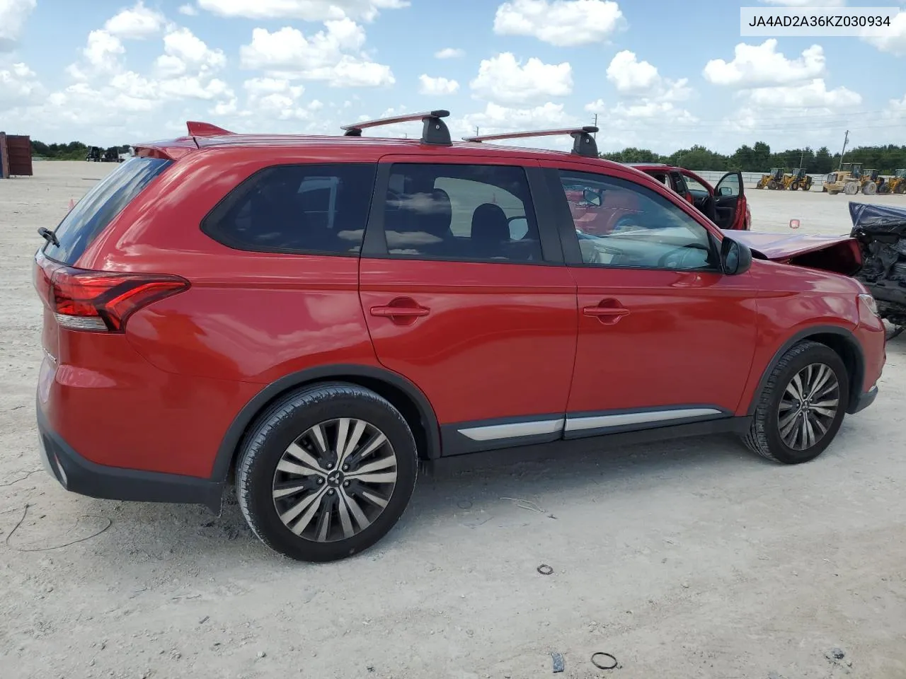 2019 Mitsubishi Outlander Es VIN: JA4AD2A36KZ030934 Lot: 62043514