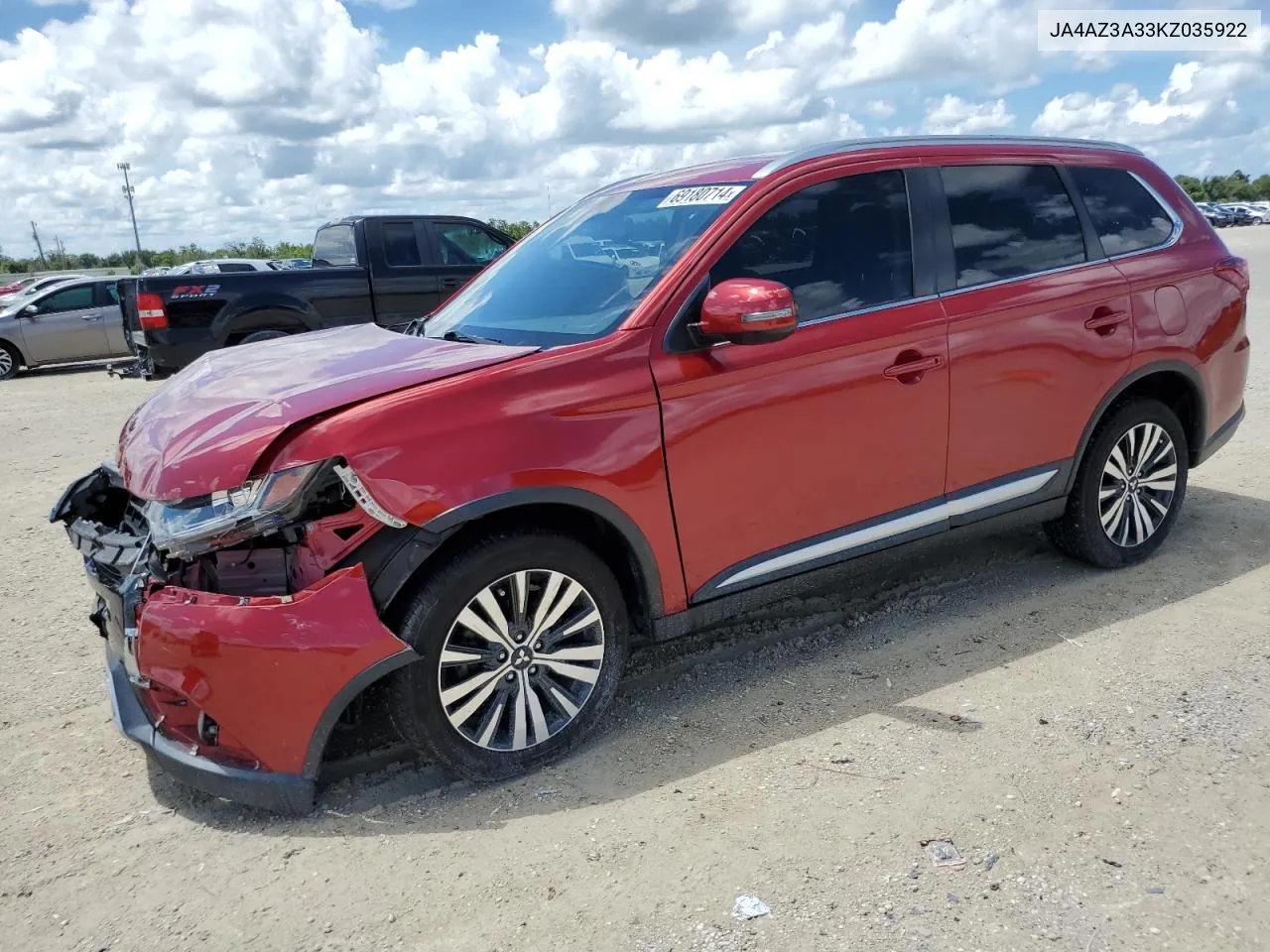 2019 Mitsubishi Outlander Se VIN: JA4AZ3A33KZ035922 Lot: 69180714