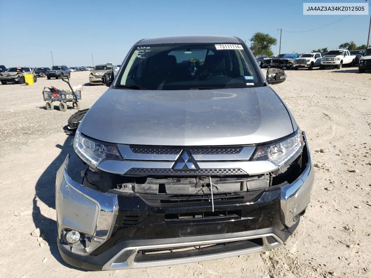 2019 Mitsubishi Outlander Se VIN: JA4AZ3A34KZ012505 Lot: 73111114