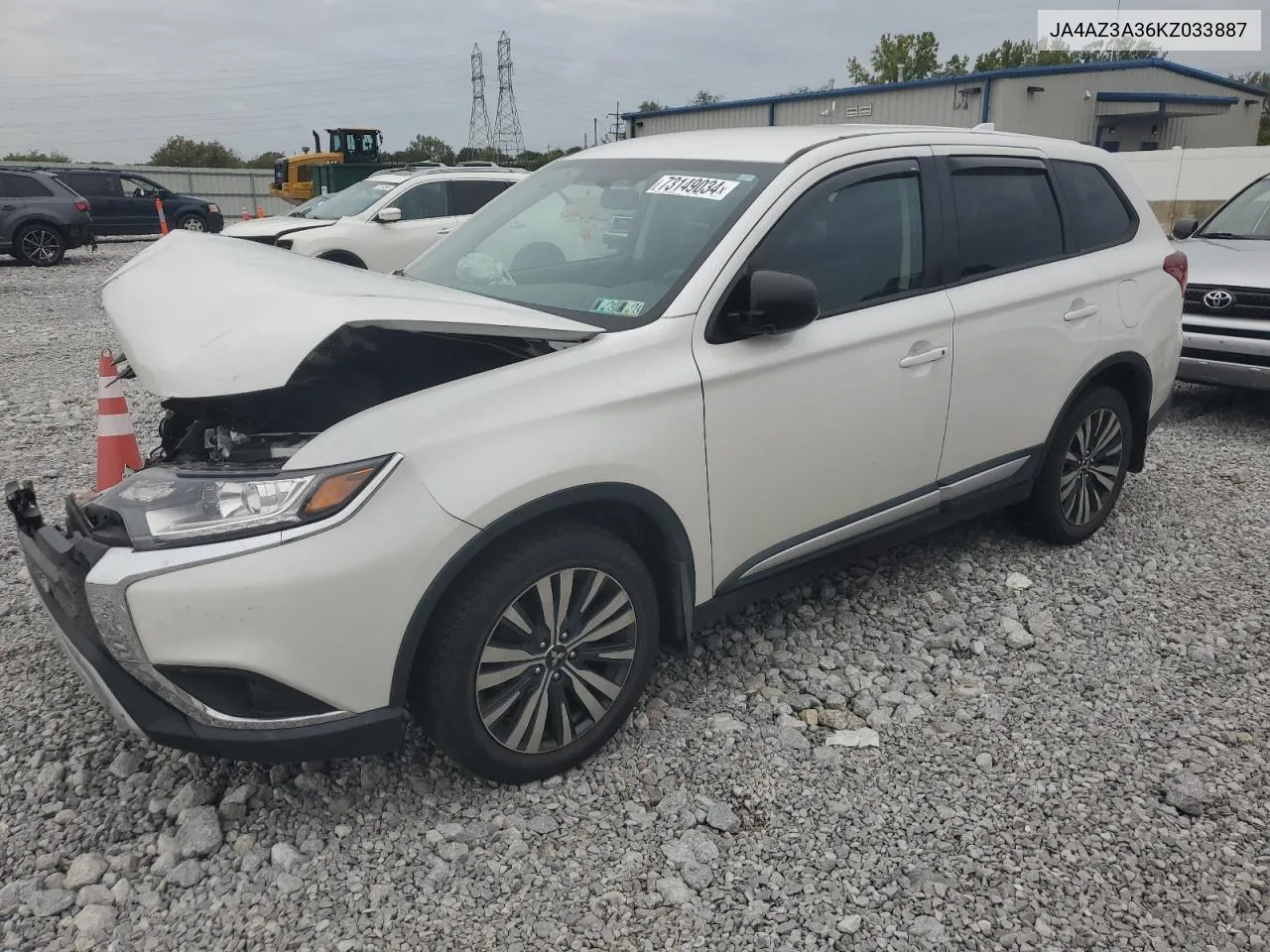 2019 Mitsubishi Outlander Se VIN: JA4AZ3A36KZ033887 Lot: 73149034