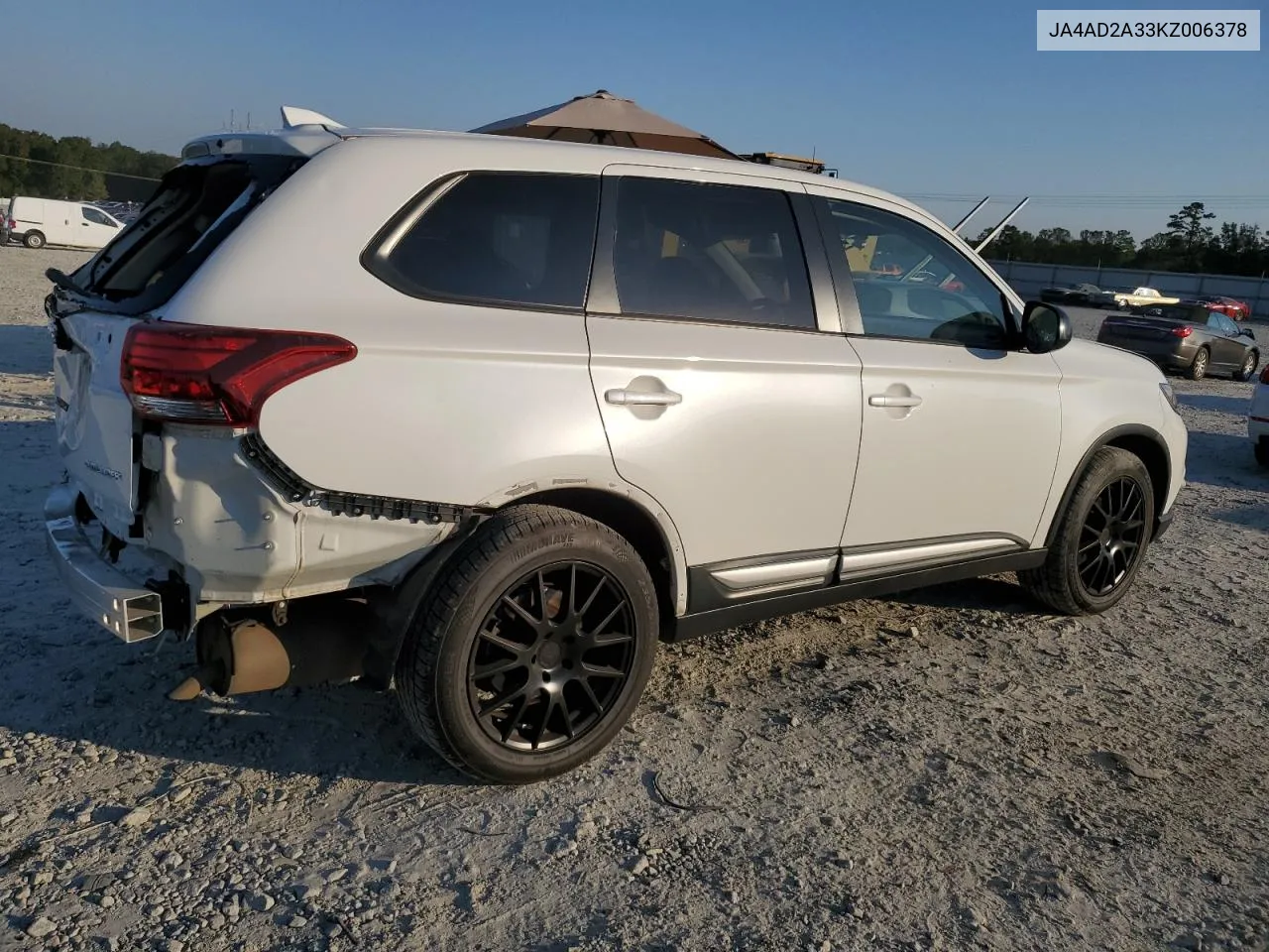 2019 Mitsubishi Outlander Es VIN: JA4AD2A33KZ006378 Lot: 74822944