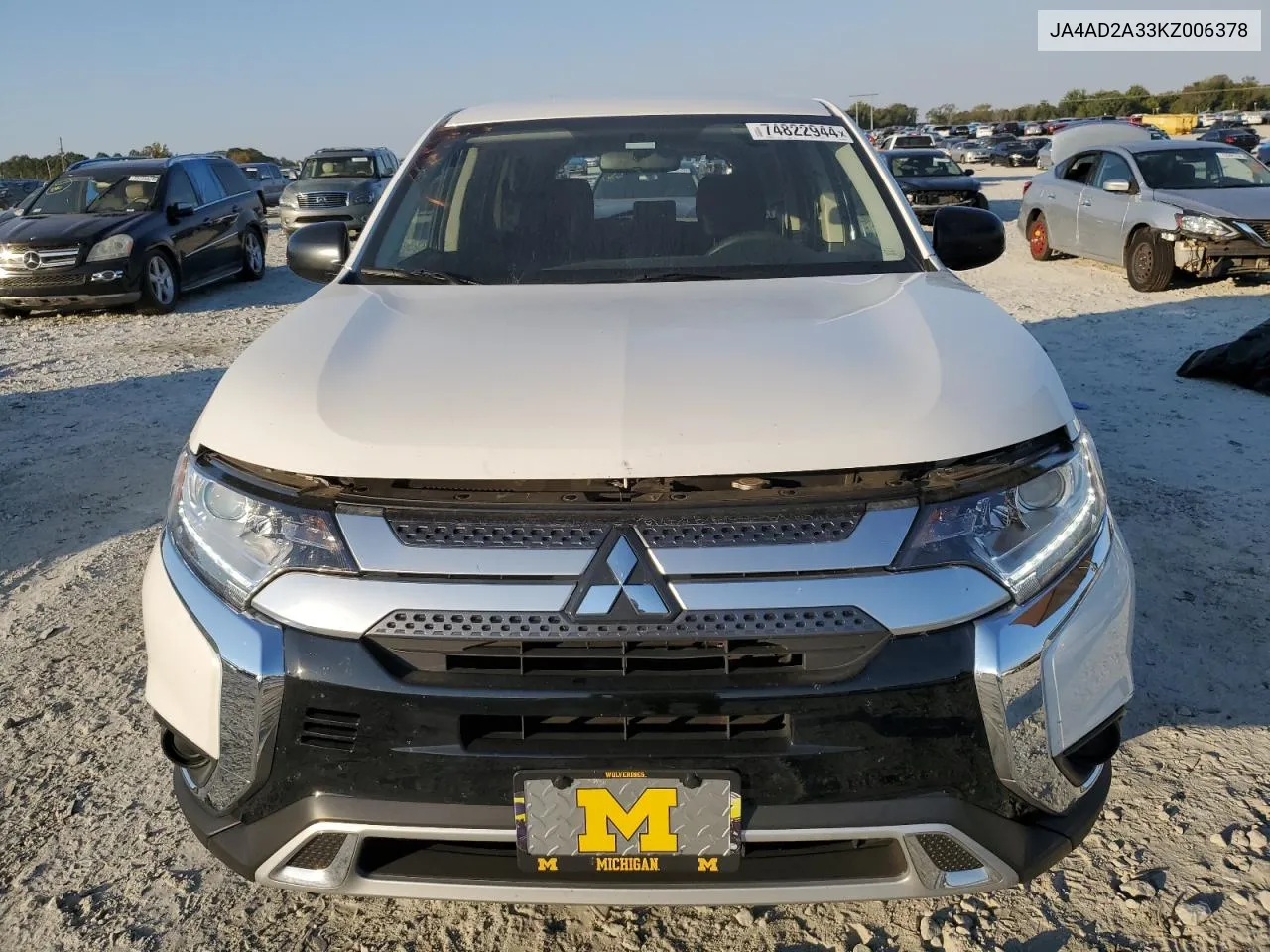 2019 Mitsubishi Outlander Es VIN: JA4AD2A33KZ006378 Lot: 74822944