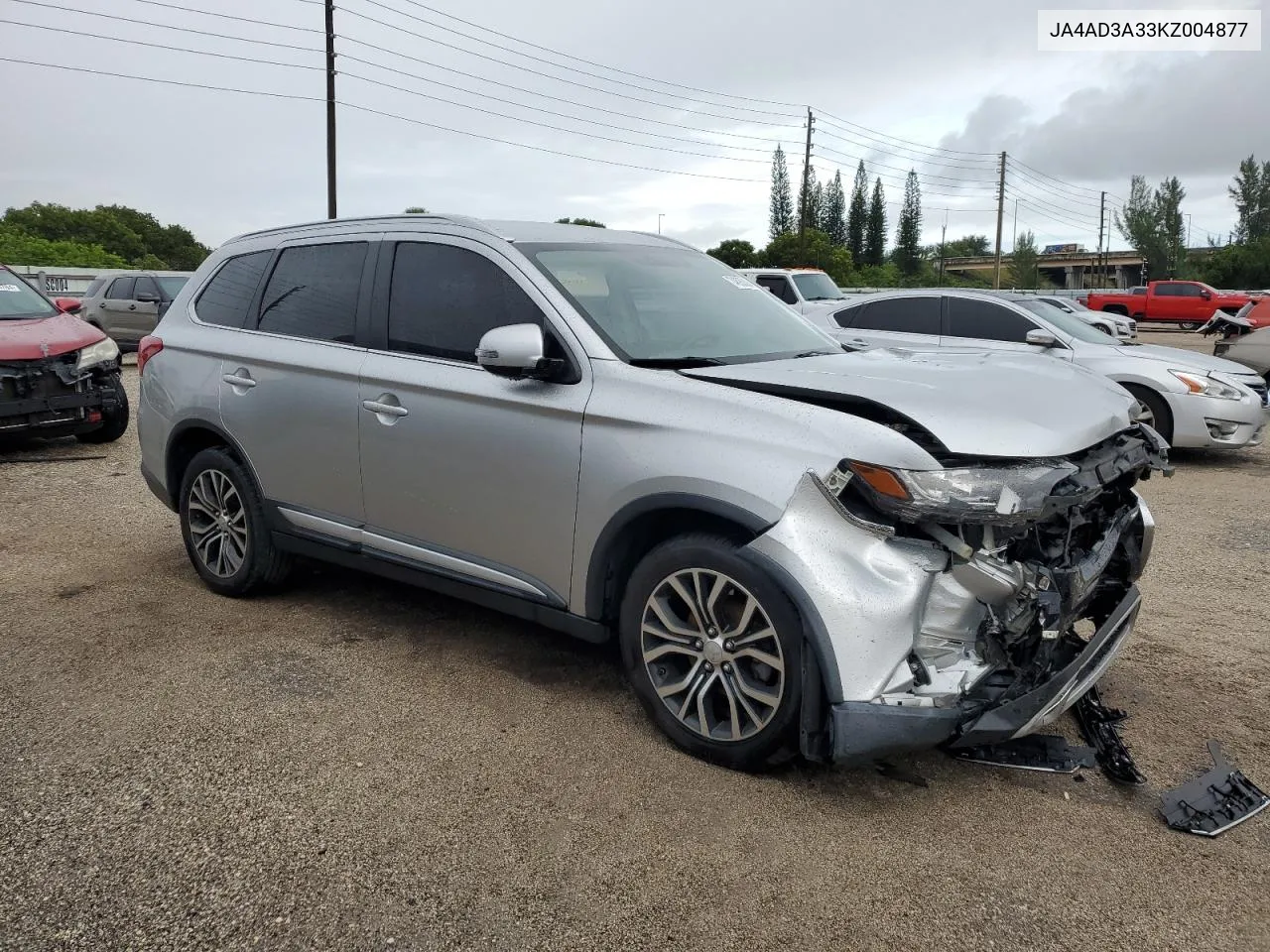 2019 Mitsubishi Outlander Se VIN: JA4AD3A33KZ004877 Lot: 74895894