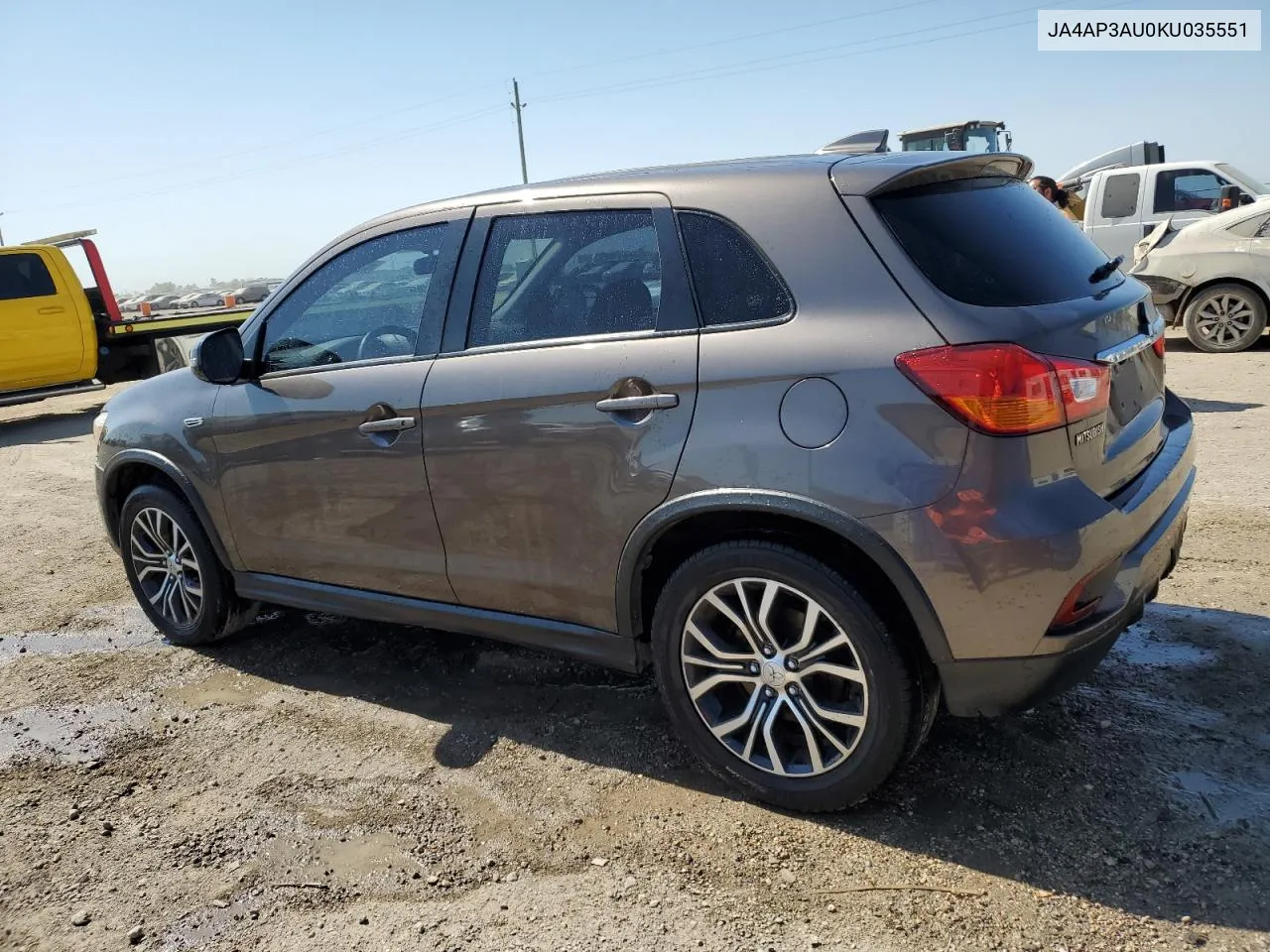 2019 Mitsubishi Outlander Sport Es VIN: JA4AP3AU0KU035551 Lot: 75034834