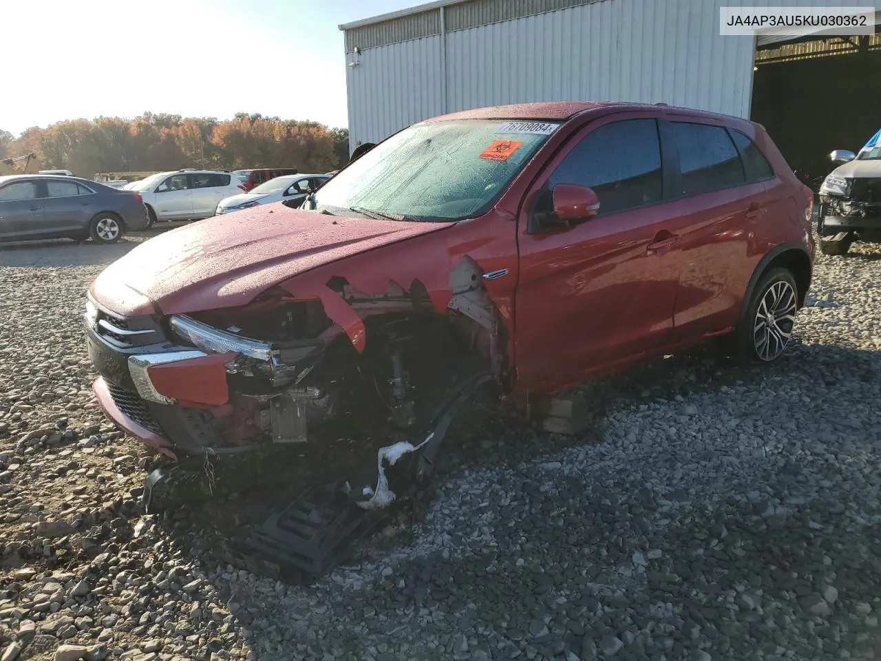 2019 Mitsubishi Outlander Sport Es VIN: JA4AP3AU5KU030362 Lot: 76709084