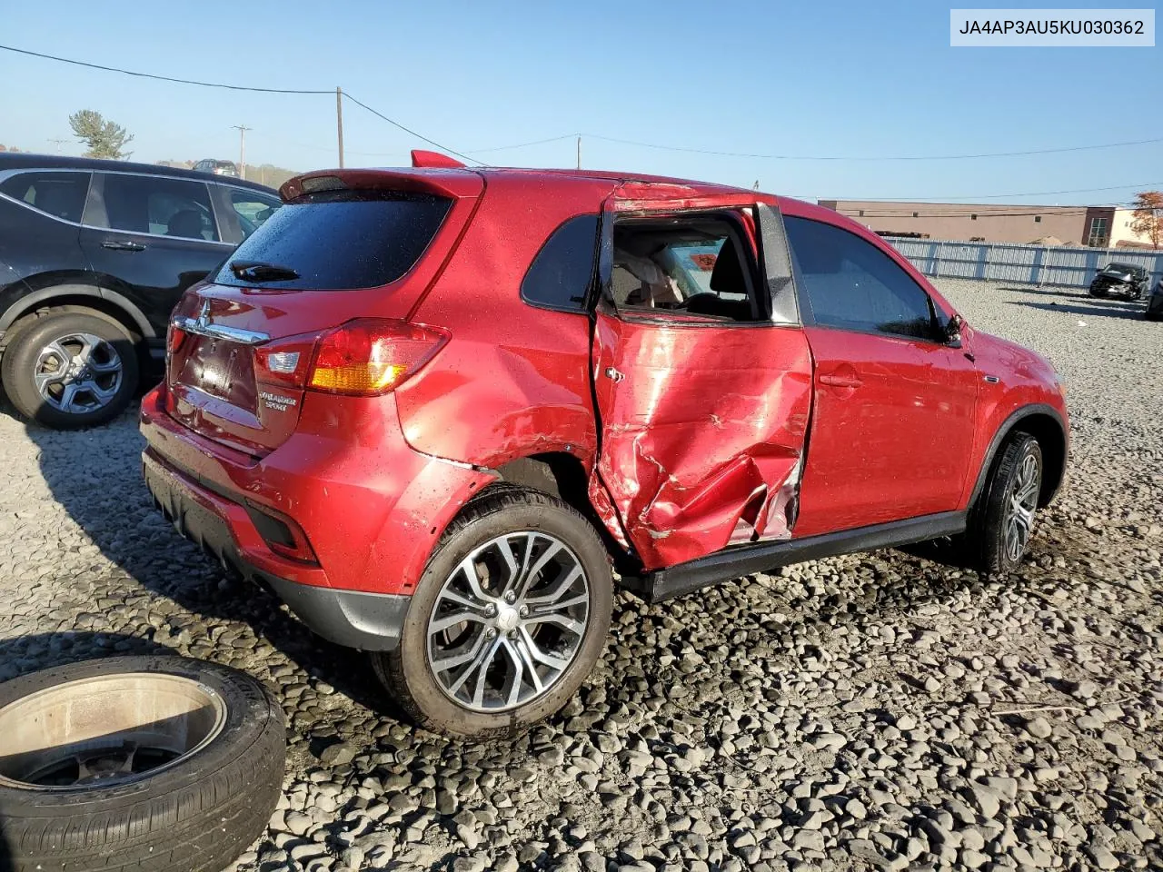 2019 Mitsubishi Outlander Sport Es VIN: JA4AP3AU5KU030362 Lot: 76709084