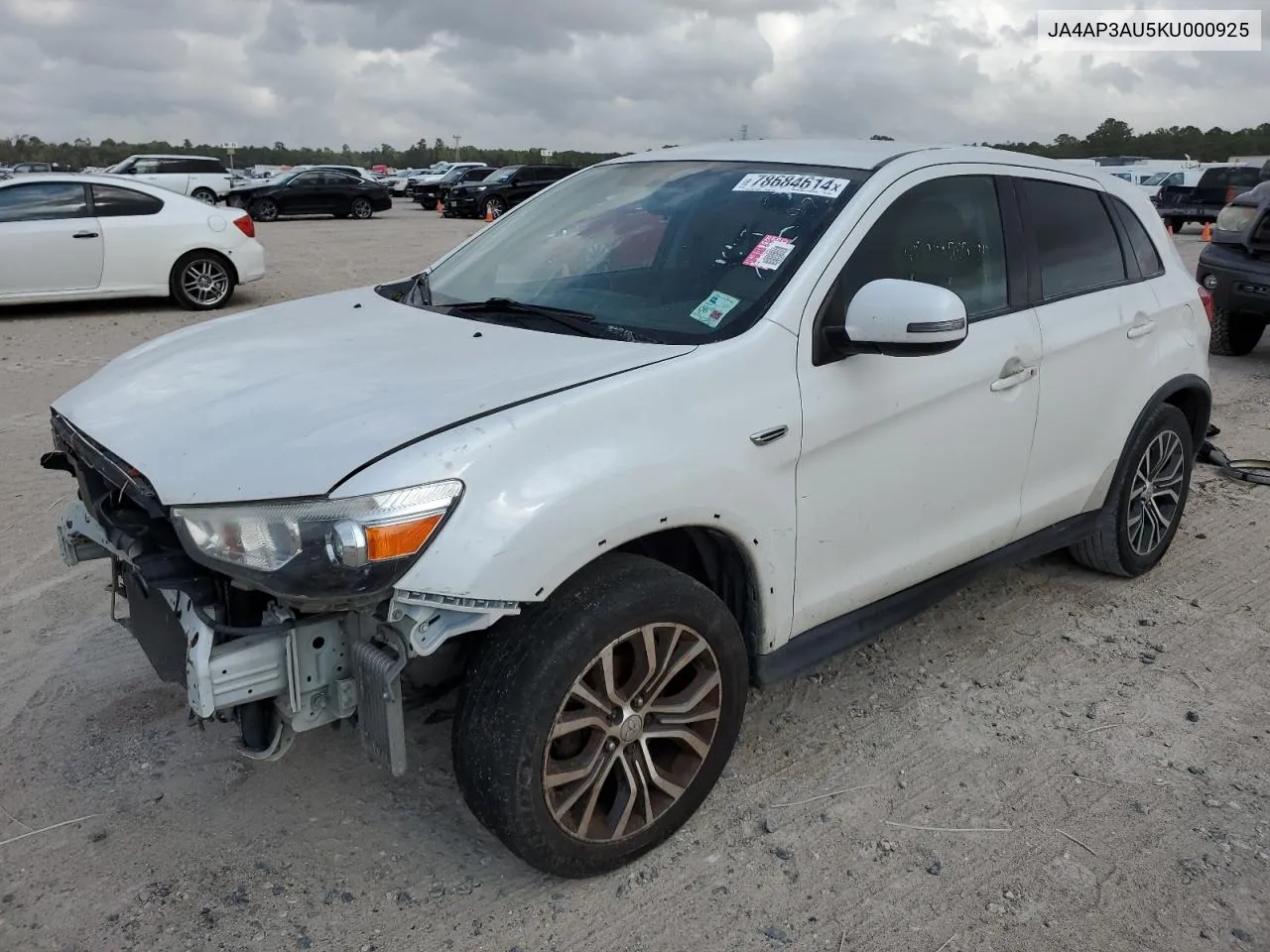 2019 Mitsubishi Outlander Sport Es VIN: JA4AP3AU5KU000925 Lot: 78684614