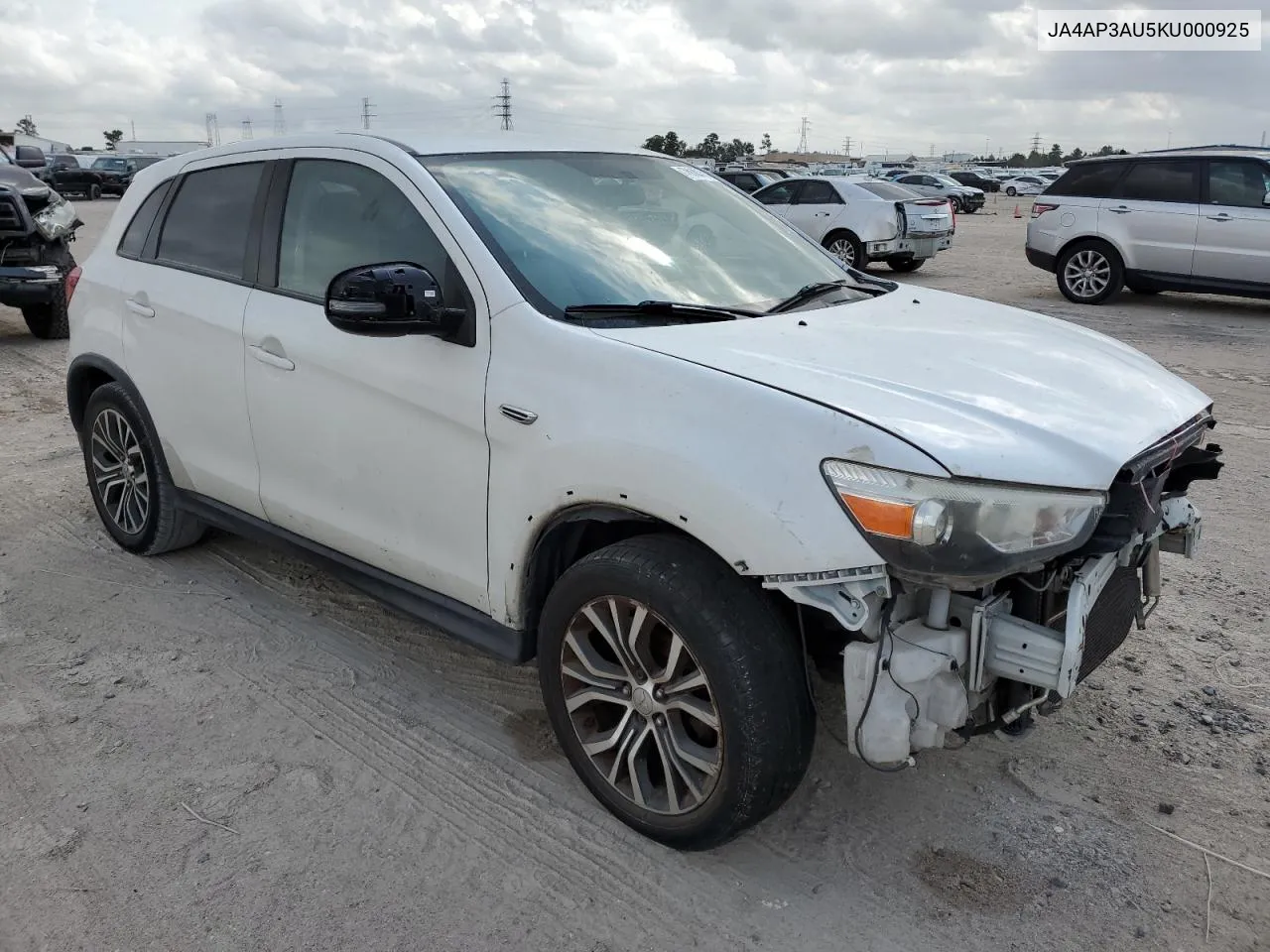 2019 Mitsubishi Outlander Sport Es VIN: JA4AP3AU5KU000925 Lot: 78684614