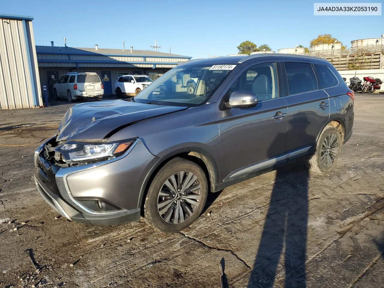 2019 Mitsubishi Outlander Se VIN: JA4AD3A33KZ053190 Lot: 81192174