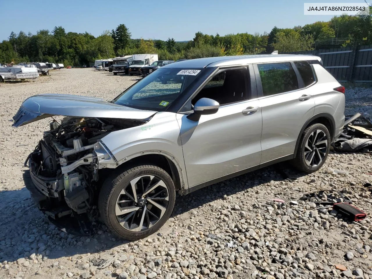 2022 Mitsubishi Outlander Es VIN: JA4J4TA86NZ028543 Lot: 69814294