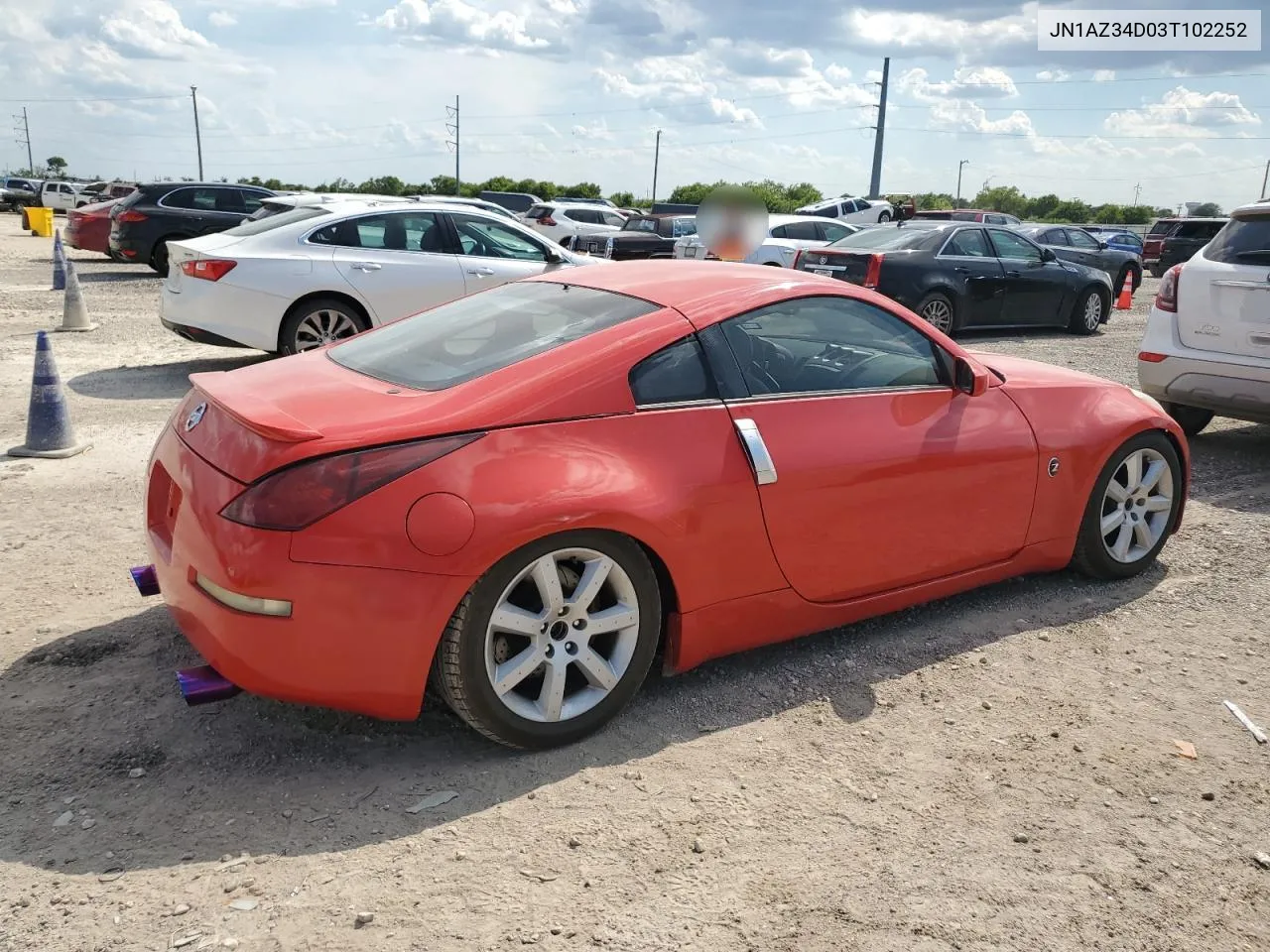 2003 Nissan 350Z Coupe VIN: JN1AZ34D03T102252 Lot: 61172234