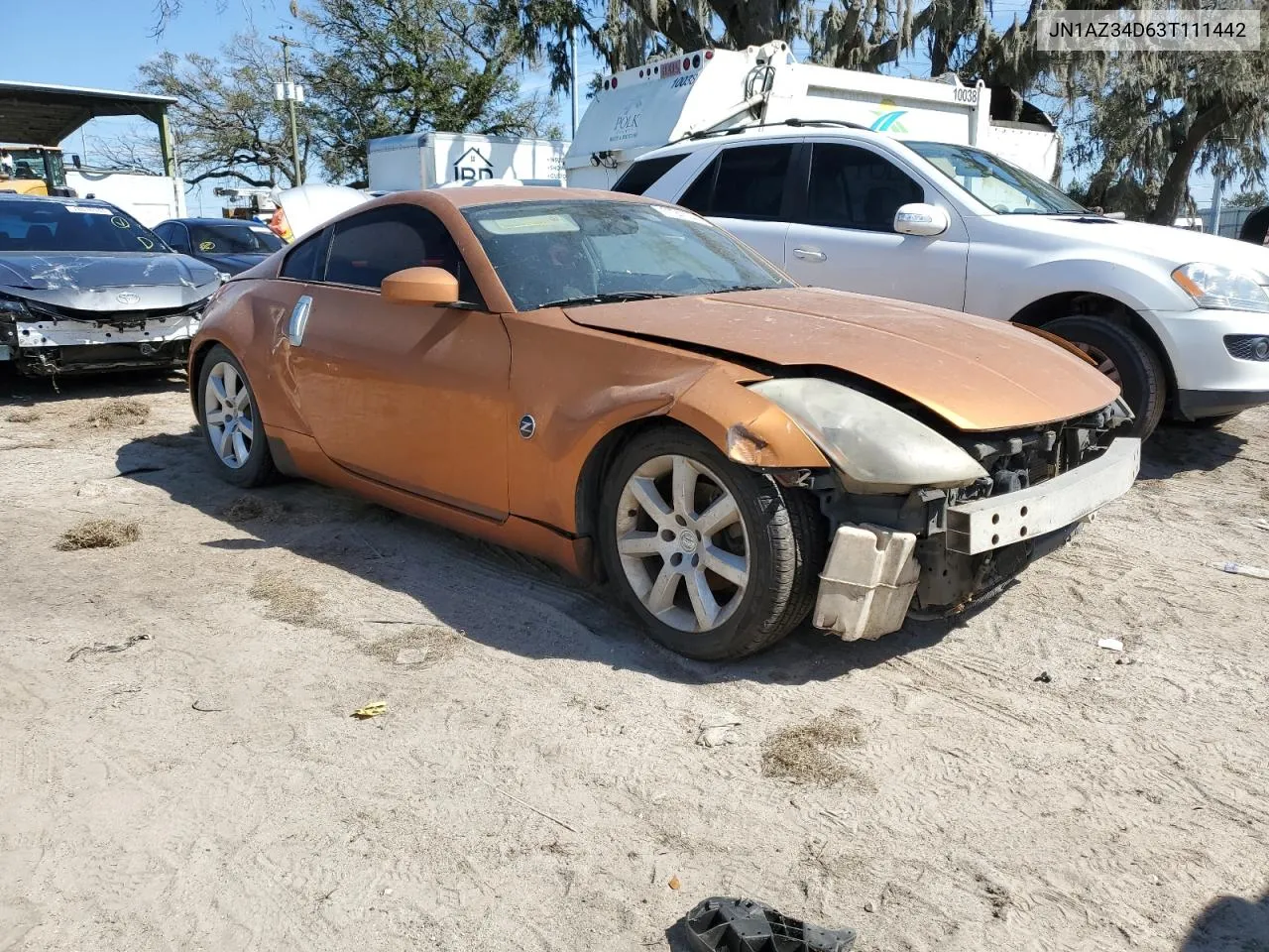 2003 Nissan 350Z Coupe VIN: JN1AZ34D63T111442 Lot: 77947144