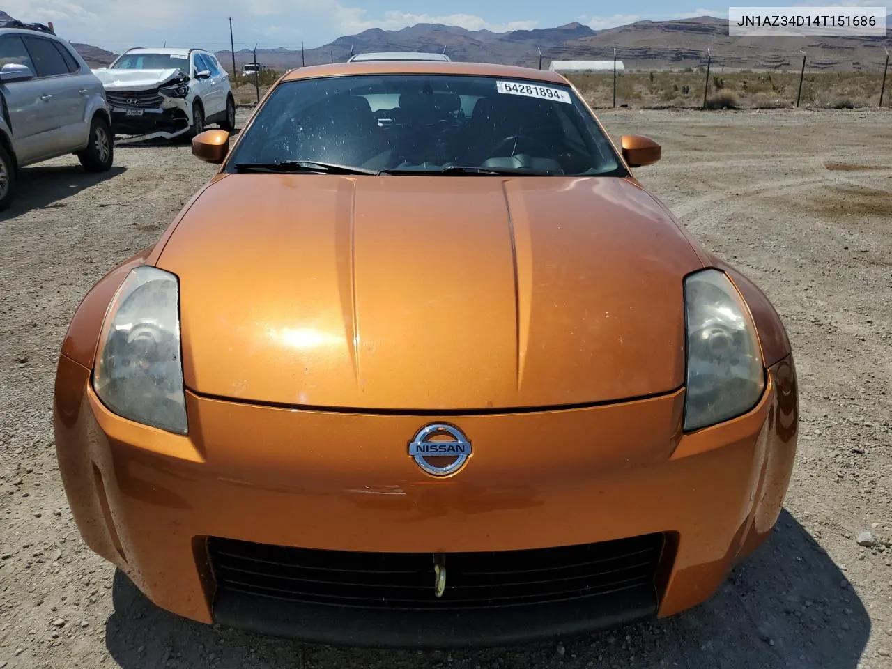 2004 Nissan 350Z Coupe VIN: JN1AZ34D14T151686 Lot: 64281894