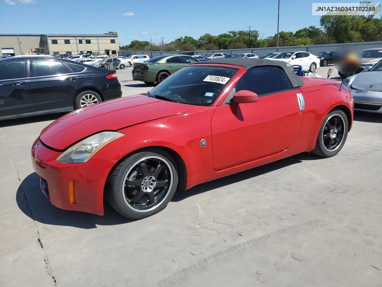 2004 Nissan 350Z Roadster VIN: JN1AZ36D34T102258 Lot: 71030624