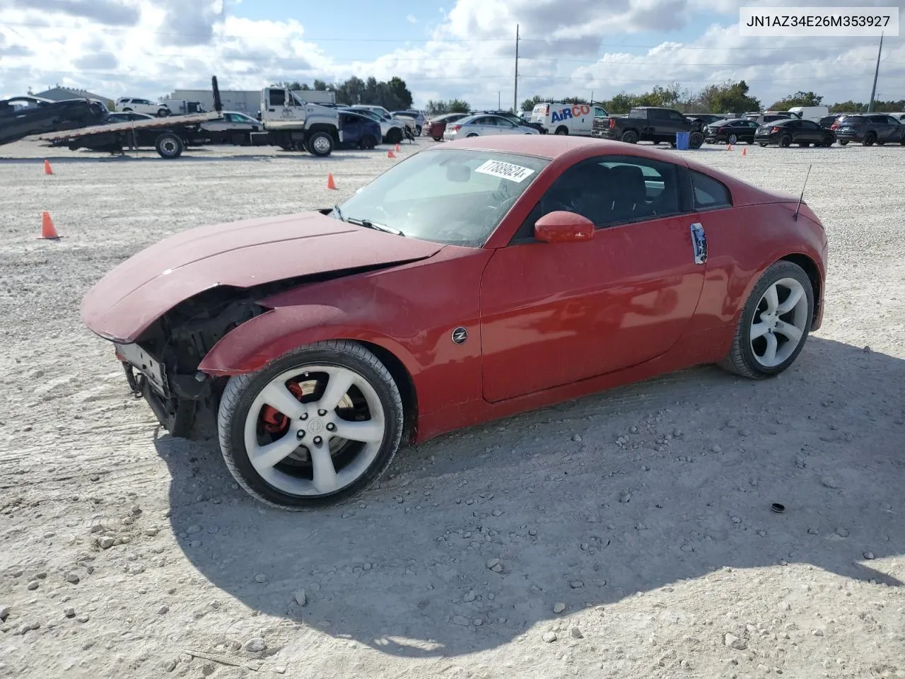 2006 Nissan 350Z Coupe VIN: JN1AZ34E26M353927 Lot: 77889624