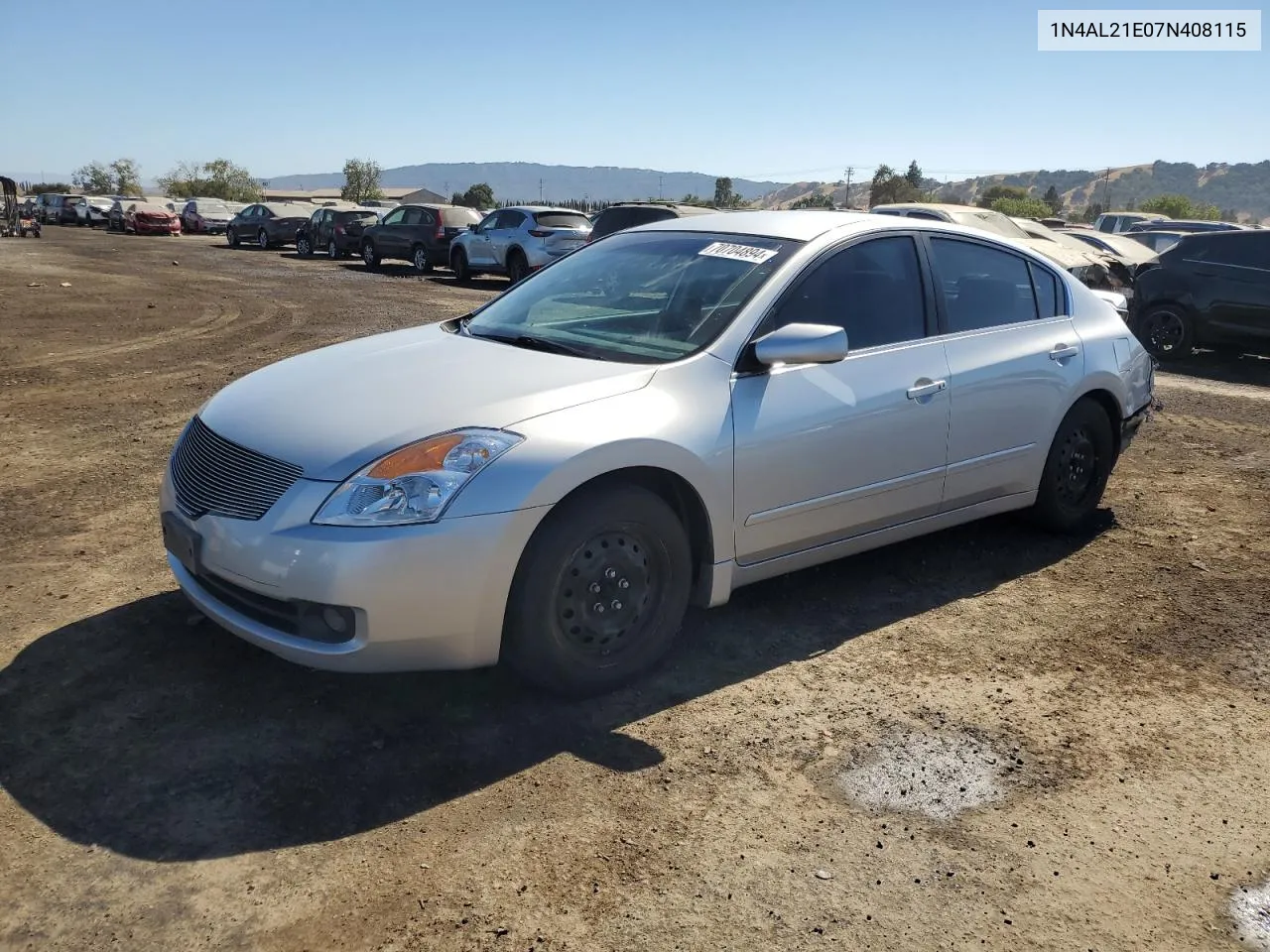 2007 Nissan Altima 2.5 VIN: 1N4AL21E07N408115 Lot: 70704894