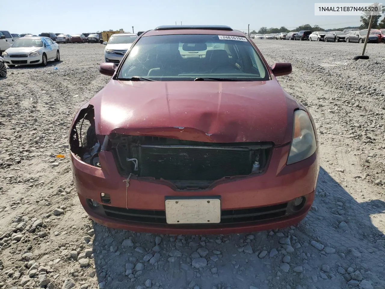 2007 Nissan Altima 2.5 VIN: 1N4AL21E87N465520 Lot: 74816194