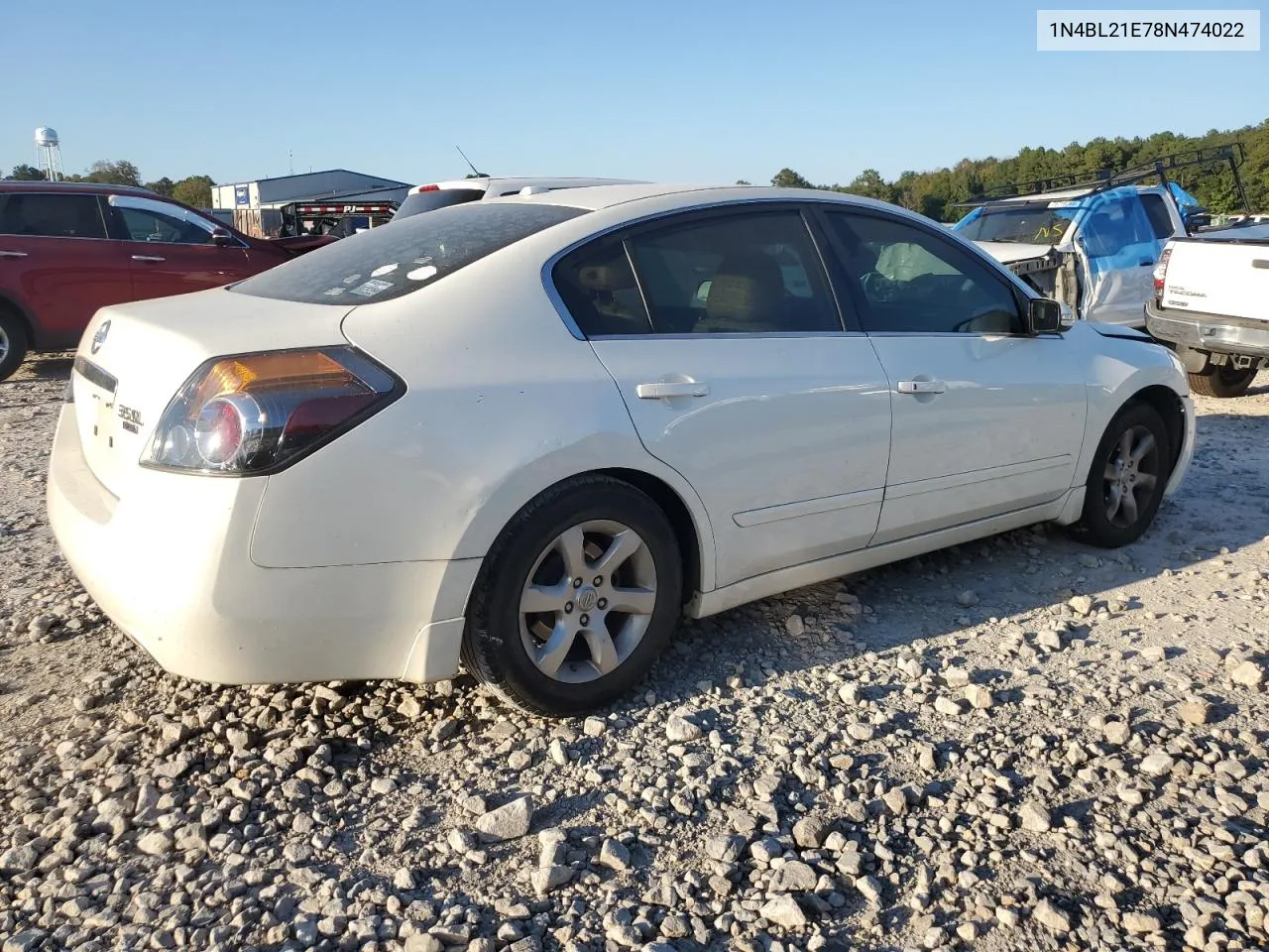 2008 Nissan Altima 3.5Se VIN: 1N4BL21E78N474022 Lot: 75603184