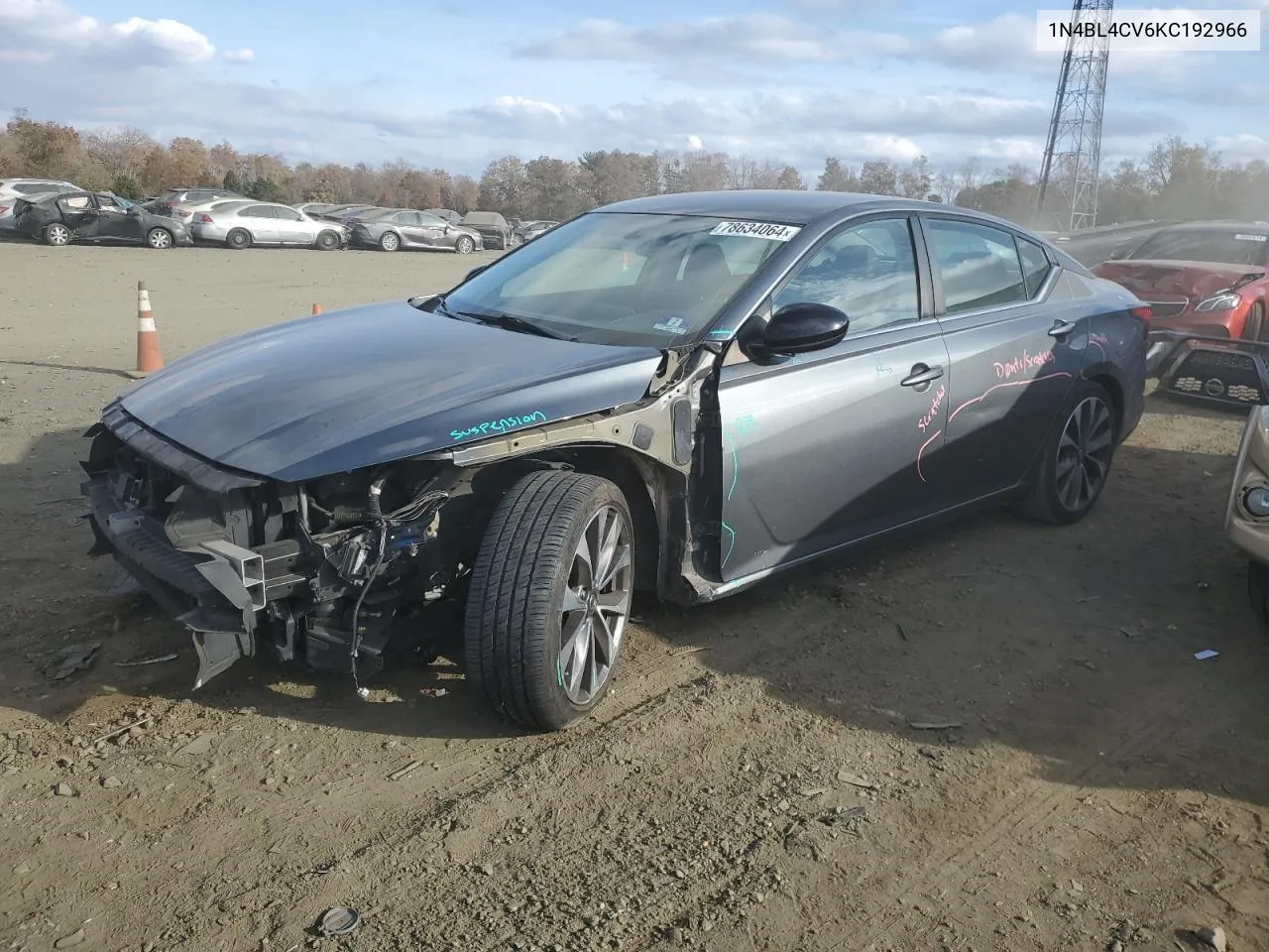 2019 Nissan Altima Sr VIN: 1N4BL4CV6KC192966 Lot: 78634064