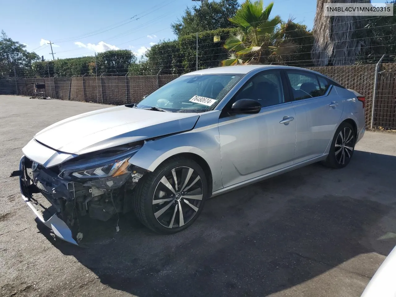 2021 Nissan Altima Sr VIN: 1N4BL4CV1MN420315 Lot: 76480624