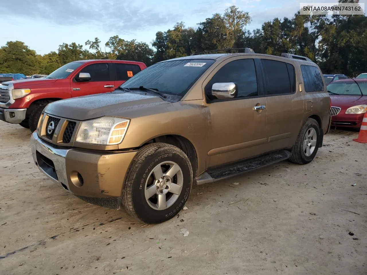 2004 Nissan Armada Se VIN: 5N1AA08A94N743162 Lot: 75630994