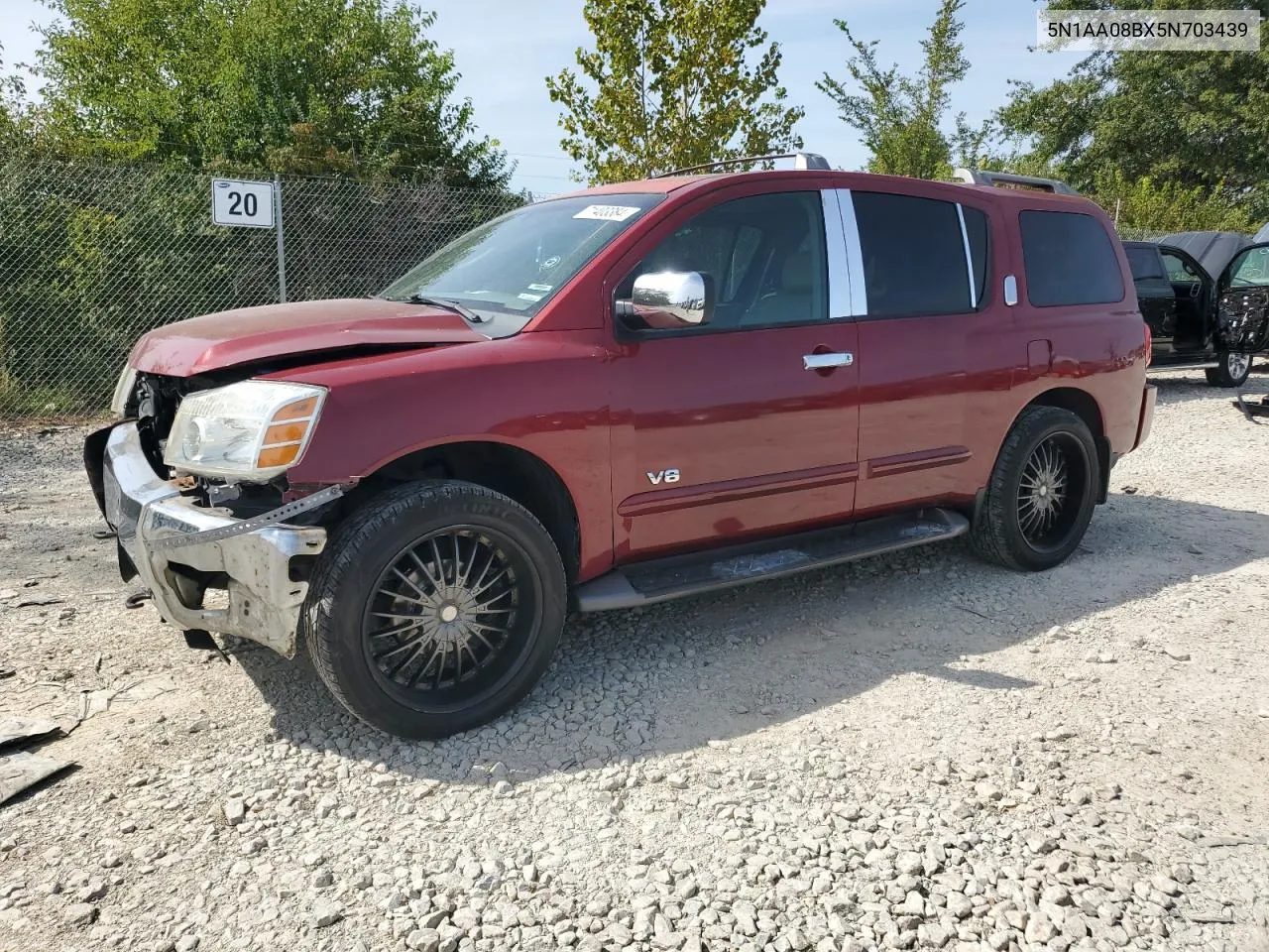 2005 Nissan Armada Se VIN: 5N1AA08BX5N703439 Lot: 71403384