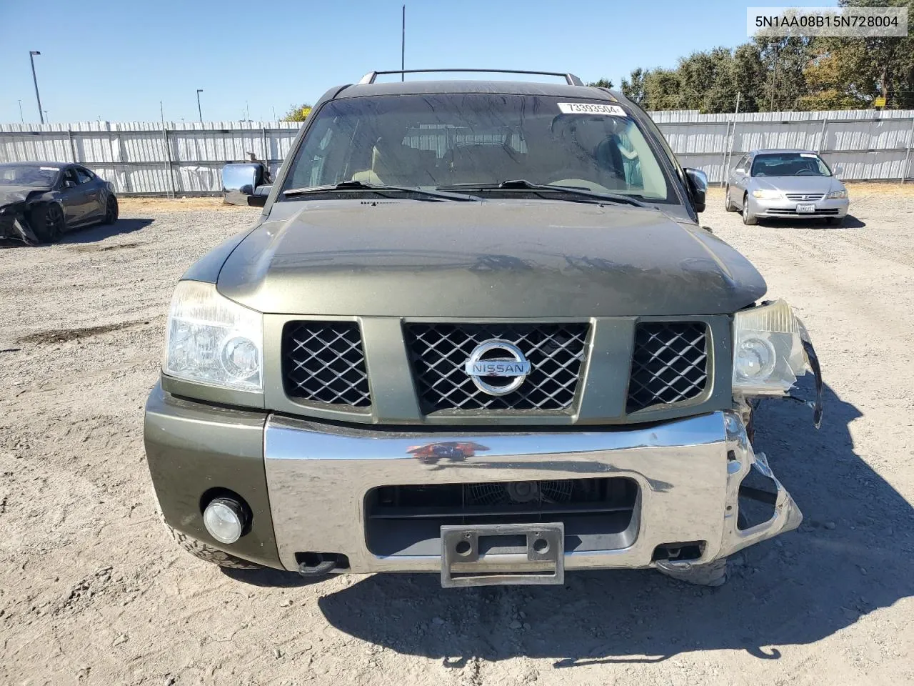 2005 Nissan Armada Se VIN: 5N1AA08B15N728004 Lot: 73393504