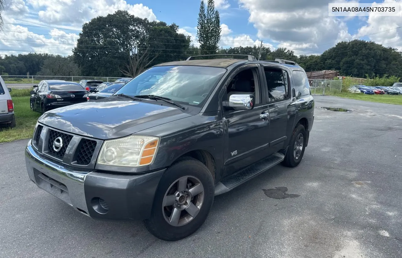 2005 Nissan Armada Se VIN: 5N1AA08A45N703735 Lot: 74572914