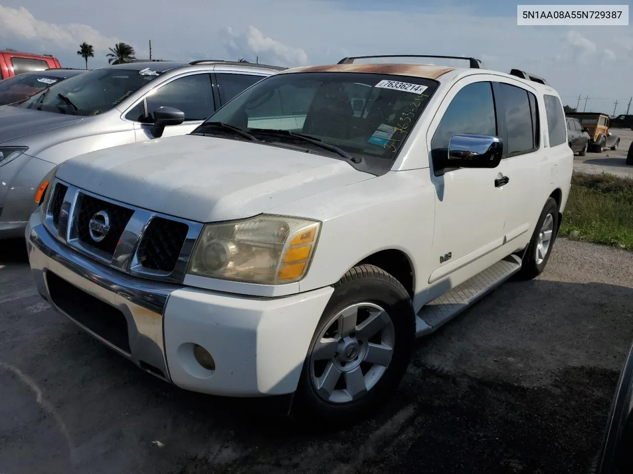 2005 Nissan Armada Se VIN: 5N1AA08A55N729387 Lot: 76336214