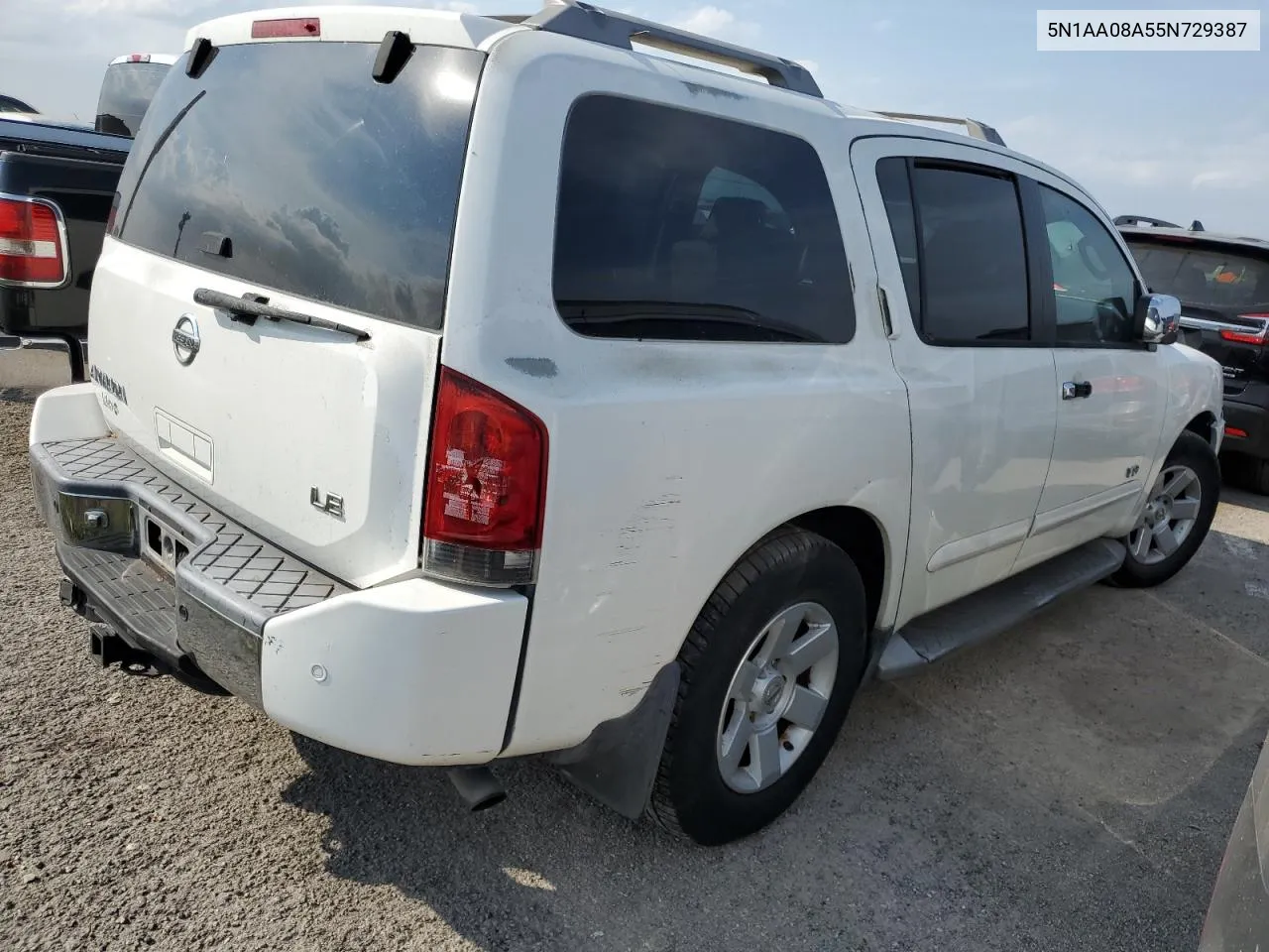 2005 Nissan Armada Se VIN: 5N1AA08A55N729387 Lot: 76336214