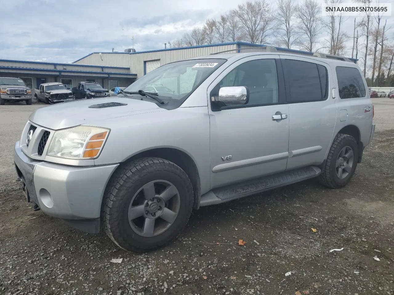 2005 Nissan Armada Se VIN: 5N1AA08B55N705695 Lot: 77833934