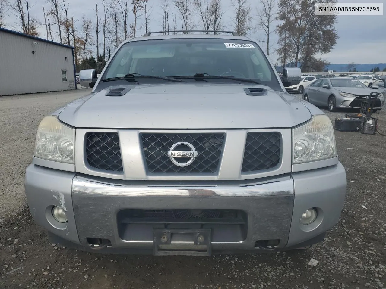 2005 Nissan Armada Se VIN: 5N1AA08B55N705695 Lot: 77833934