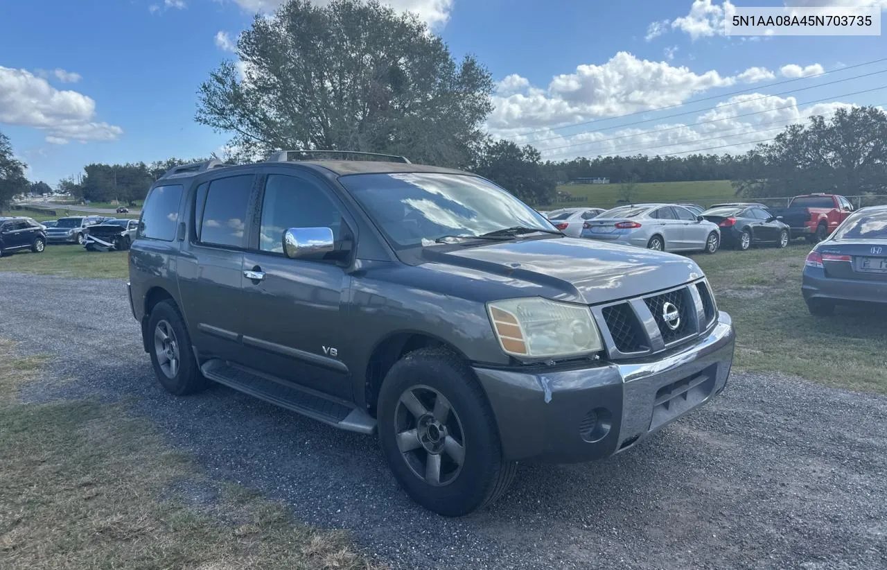 2005 Nissan Armada Se VIN: 5N1AA08A45N703735 Lot: 80992584