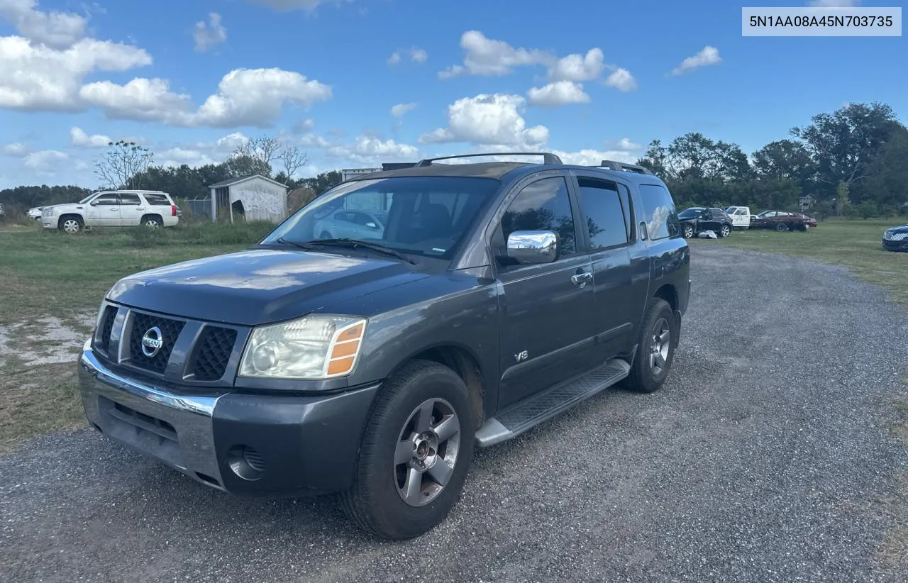 2005 Nissan Armada Se VIN: 5N1AA08A45N703735 Lot: 80992584