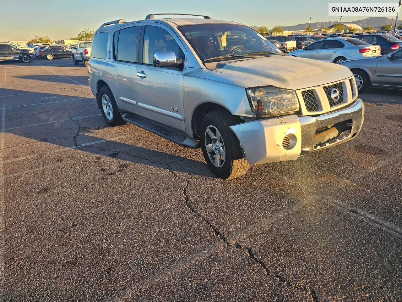 2006 Nissan Armada Se VIN: 5N1AA08A76N726136 Lot: 81002484