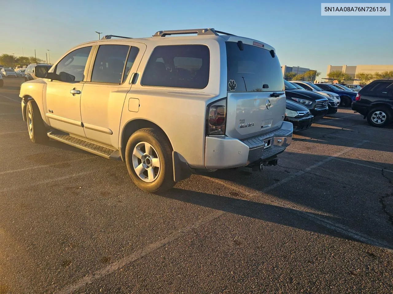 2006 Nissan Armada Se VIN: 5N1AA08A76N726136 Lot: 81002484