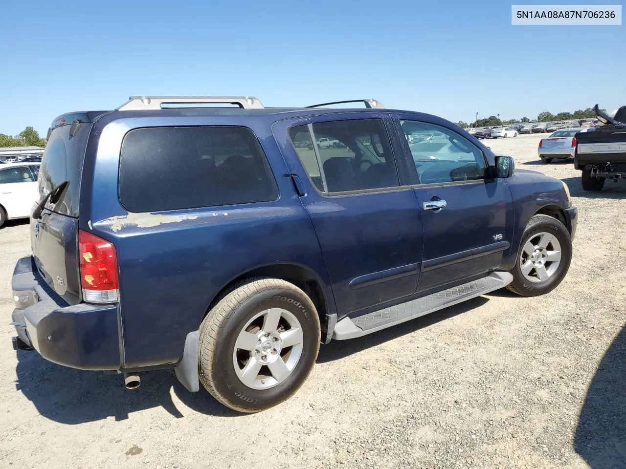 2007 Nissan Armada Se VIN: 5N1AA08A87N706236 Lot: 60439784