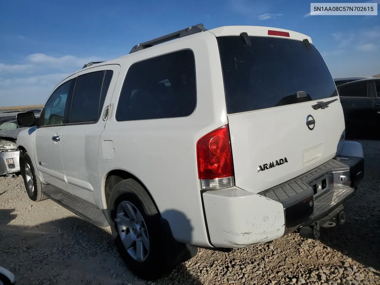 2007 Nissan Armada Se VIN: 5N1AA08C57N702615 Lot: 74744654