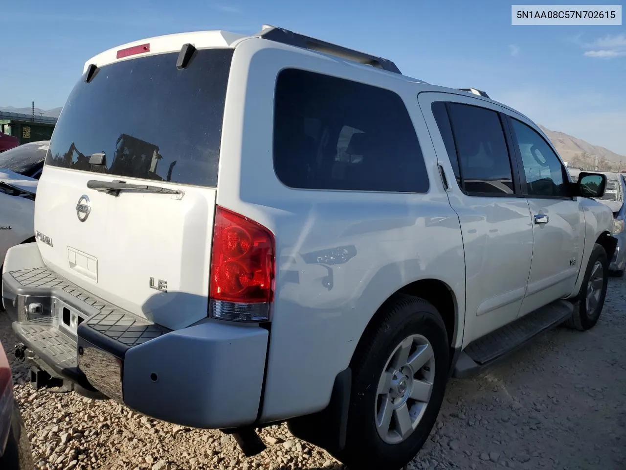 2007 Nissan Armada Se VIN: 5N1AA08C57N702615 Lot: 74744654