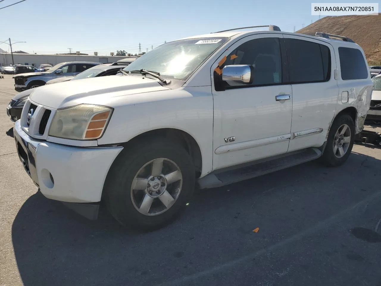 2007 Nissan Armada Se VIN: 5N1AA08AX7N720851 Lot: 78882504