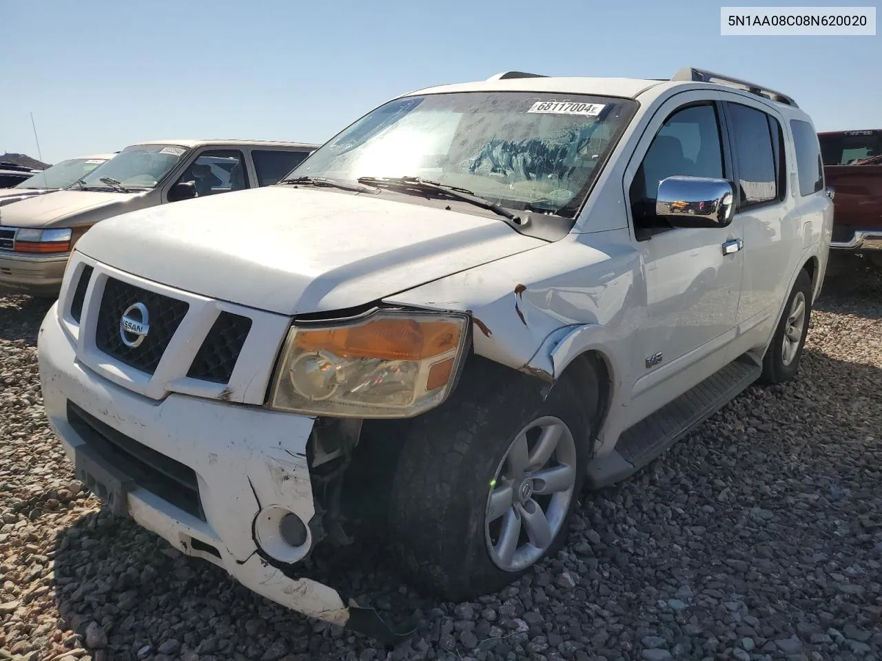 2008 Nissan Armada Se VIN: 5N1AA08C08N620020 Lot: 68117004