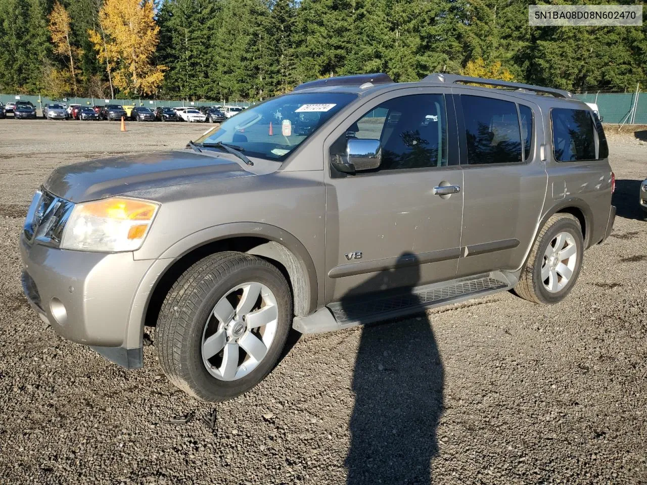 2008 Nissan Armada Se VIN: 5N1BA08D08N602470 Lot: 79772724