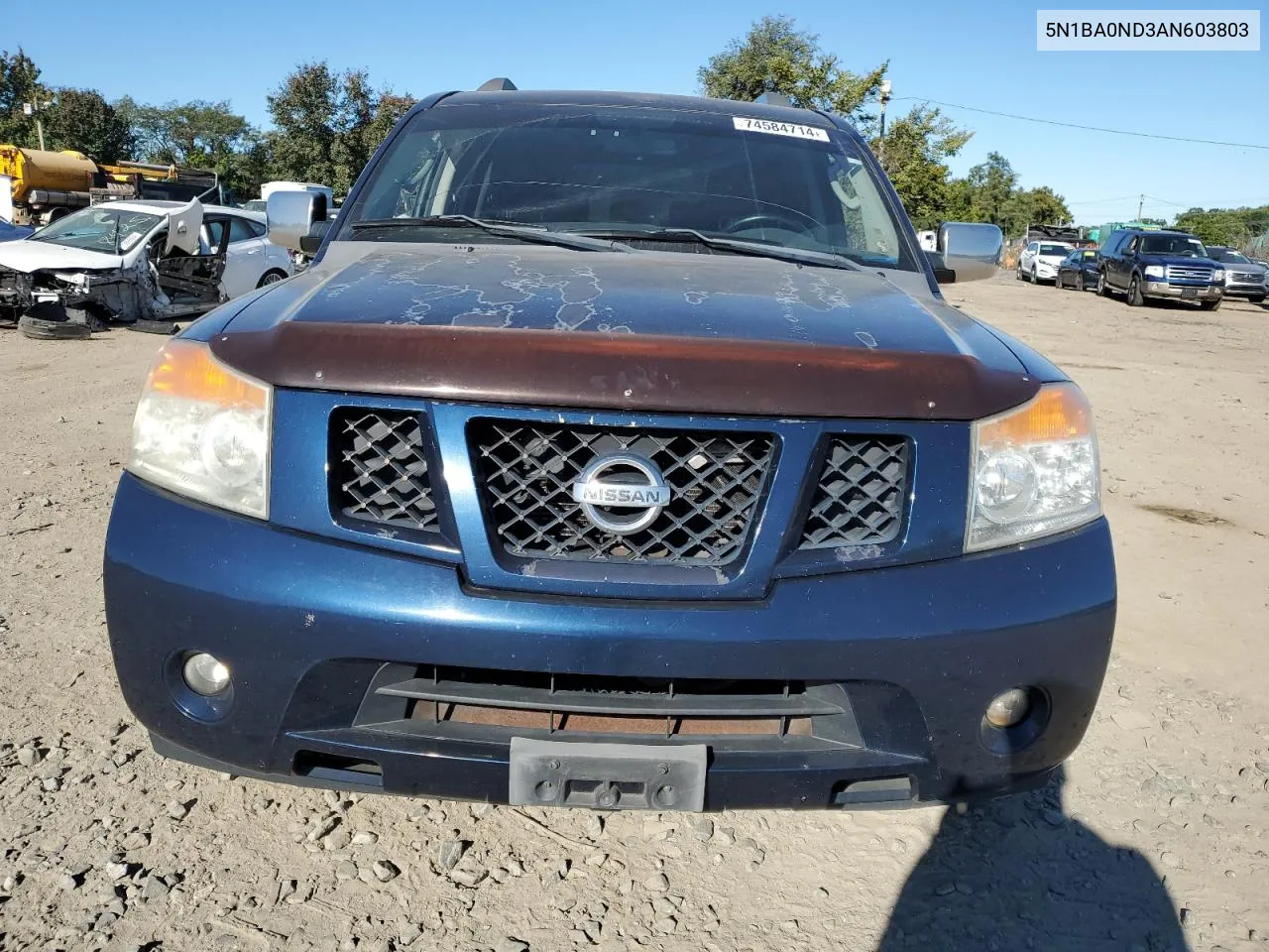 2010 Nissan Armada Se VIN: 5N1BA0ND3AN603803 Lot: 74584714